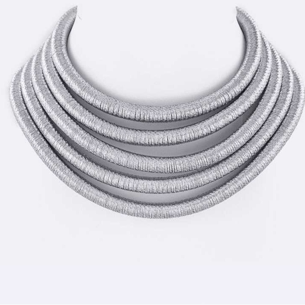 Magnetic Layered Cord Collar Statement Necklace